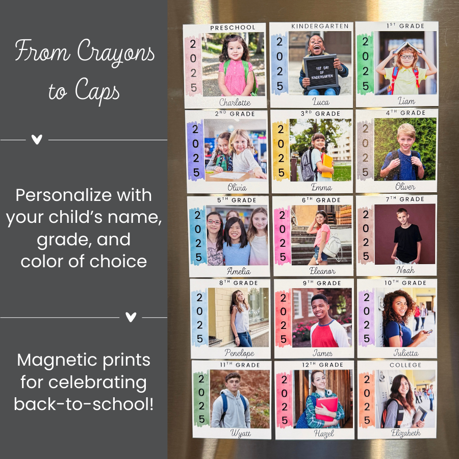 Personalized Back to School Magnet Photo Prints – Preschool through College