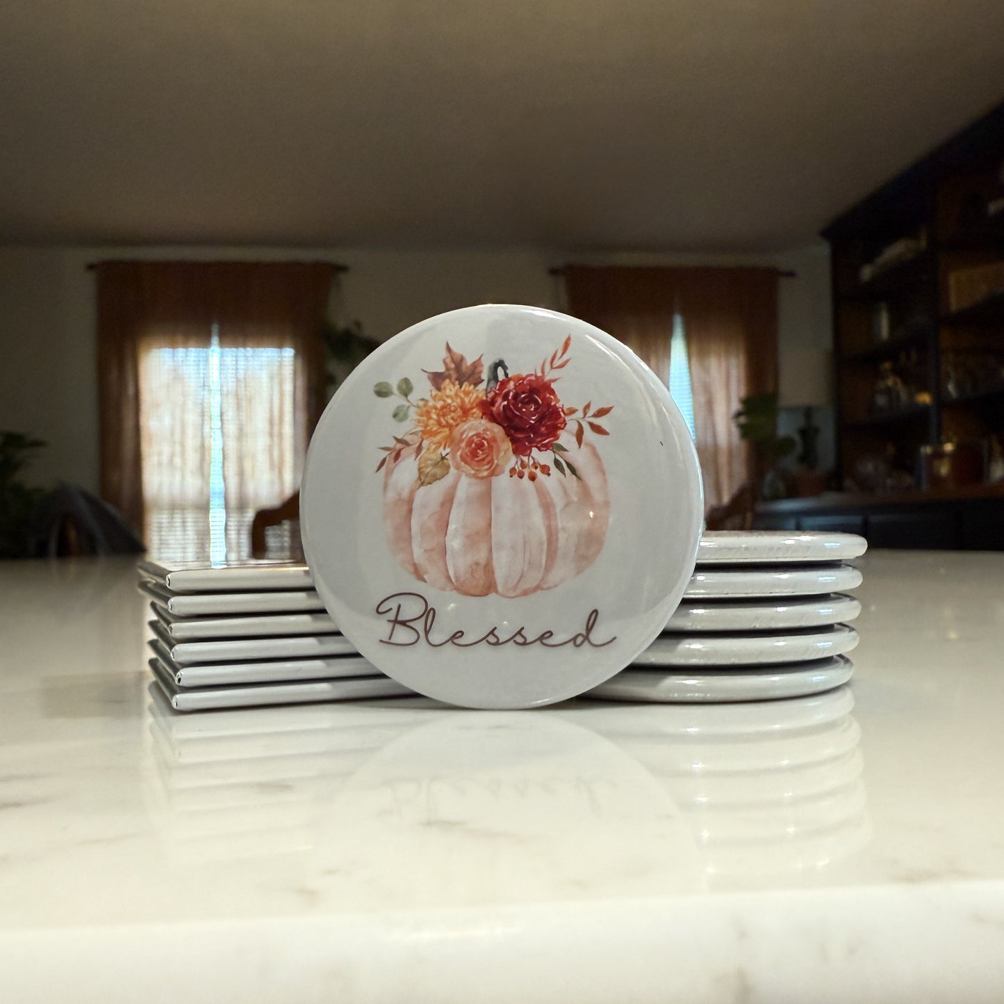 Fall Pumpkin Magnet Set of 3 - Grateful, Thankful, Blessed