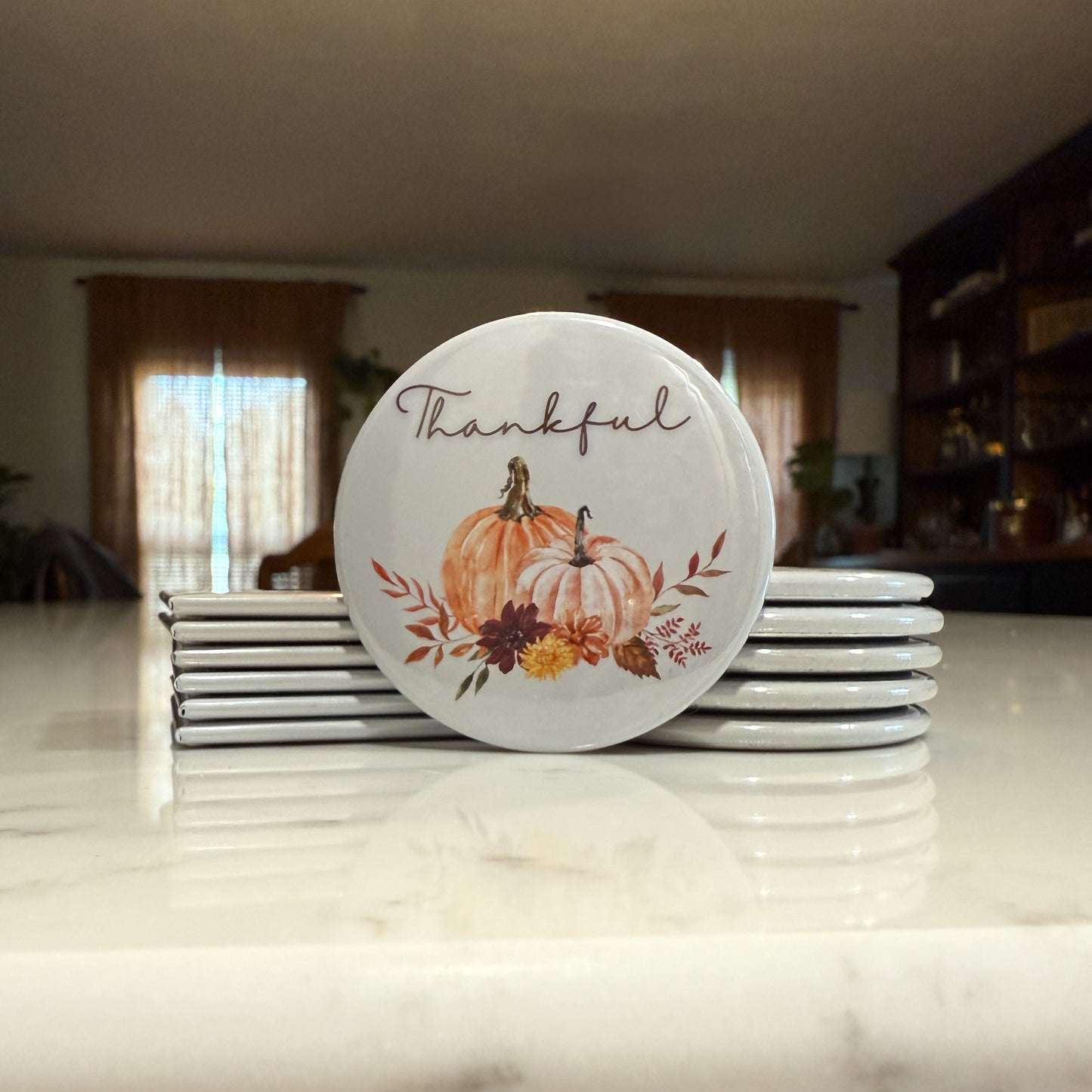 Fall Pumpkin Magnet Set of 3 - Grateful, Thankful, Blessed
