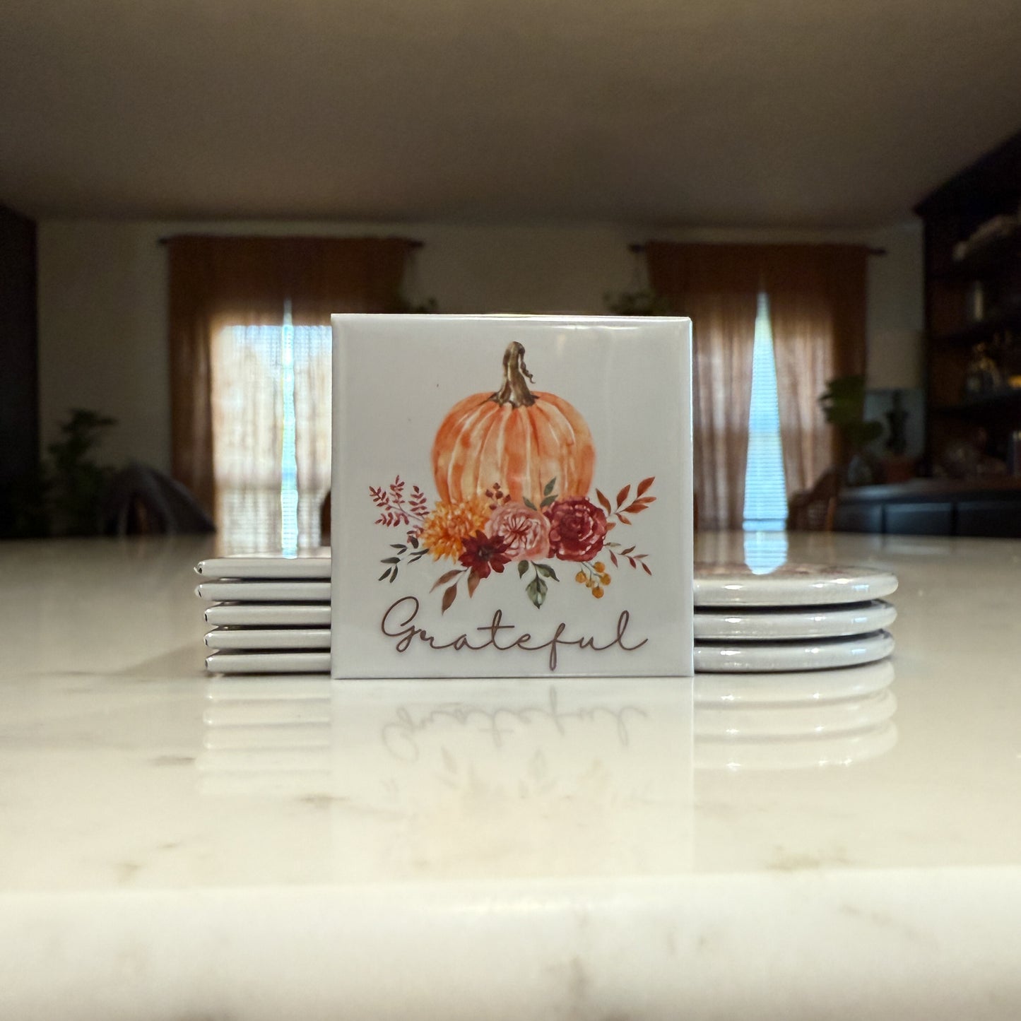 Fall Pumpkin Magnet Set of 3 - Grateful, Thankful, Blessed