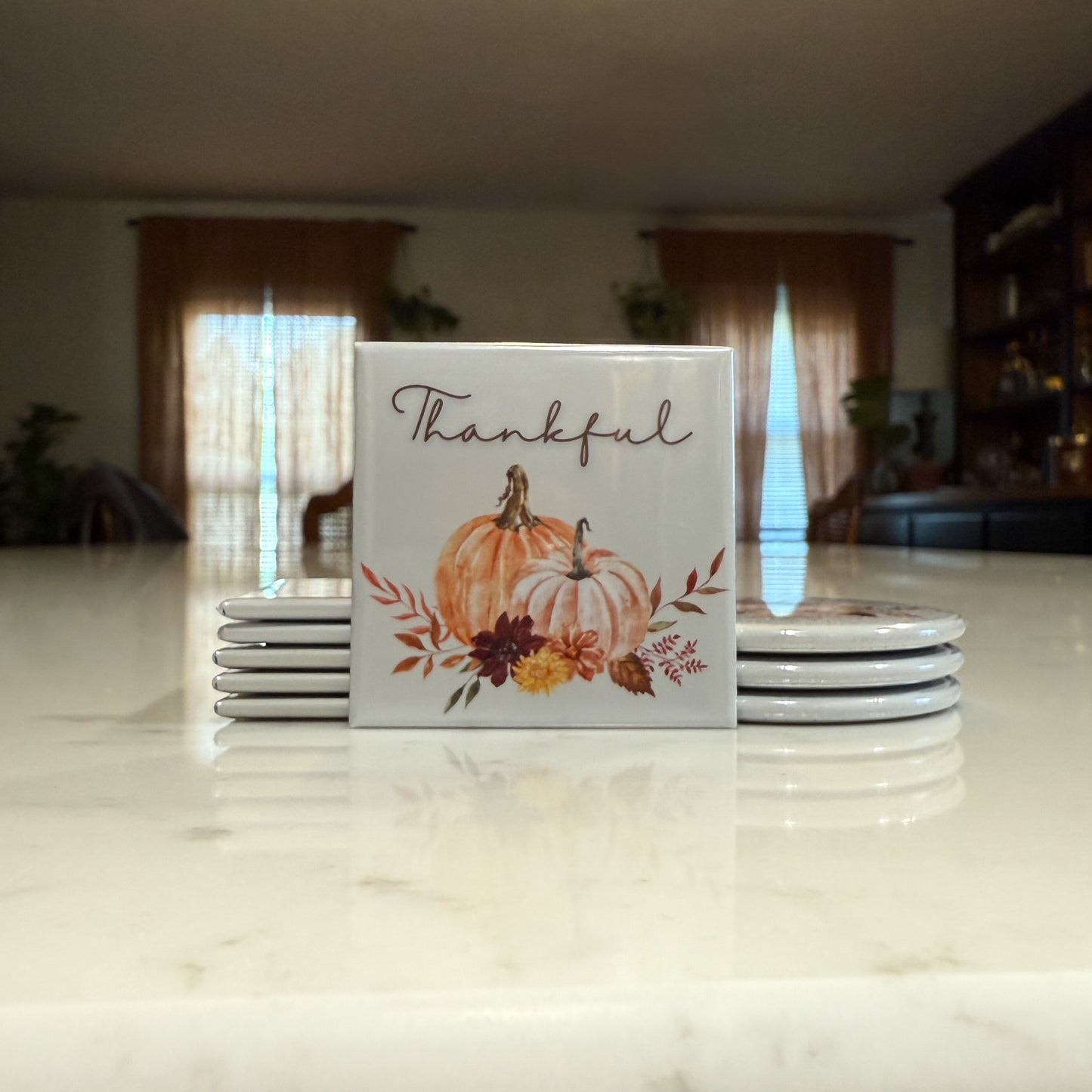 Fall Pumpkin Magnet Set of 3 - Grateful, Thankful, Blessed