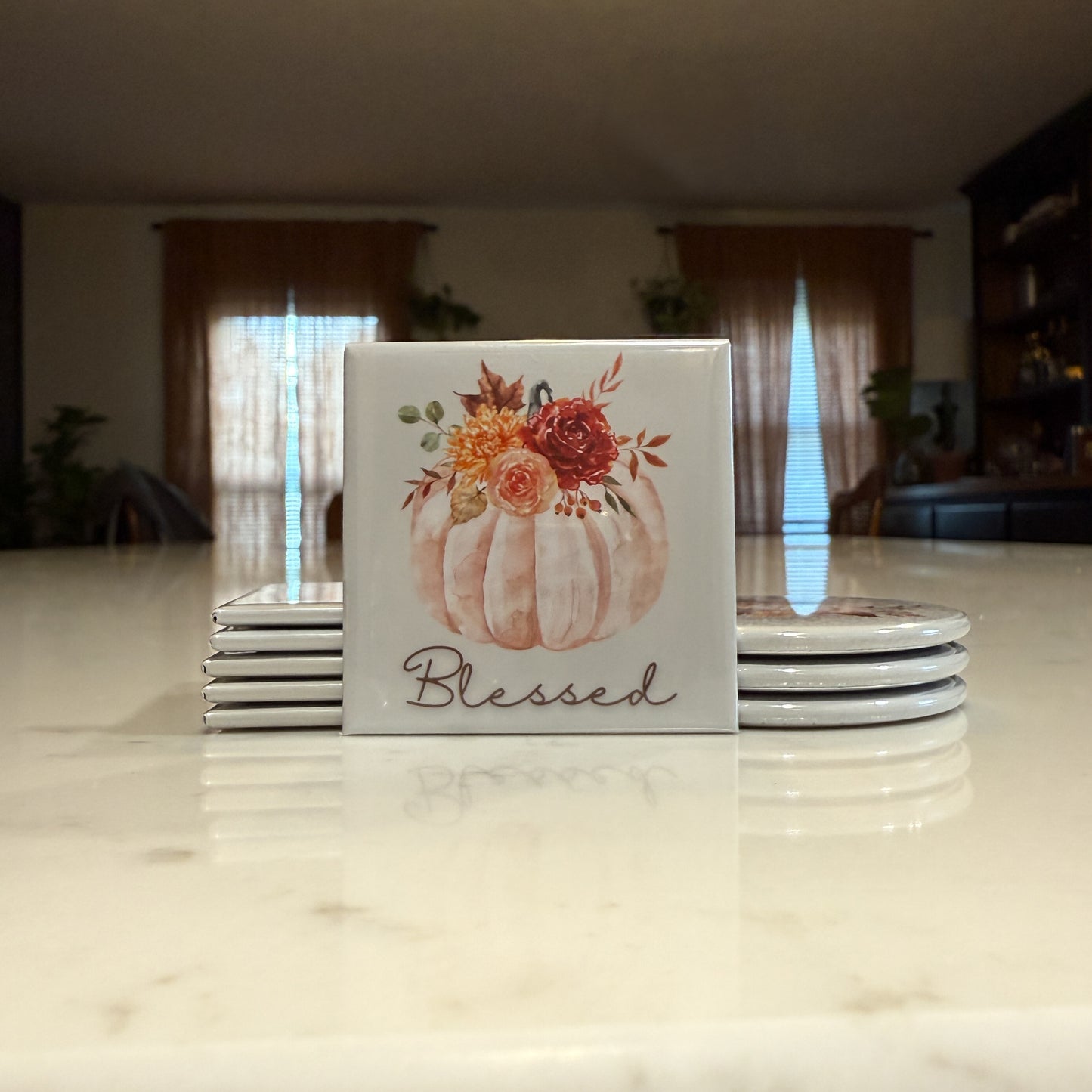 Fall Pumpkin Magnet Set of 3 - Grateful, Thankful, Blessed