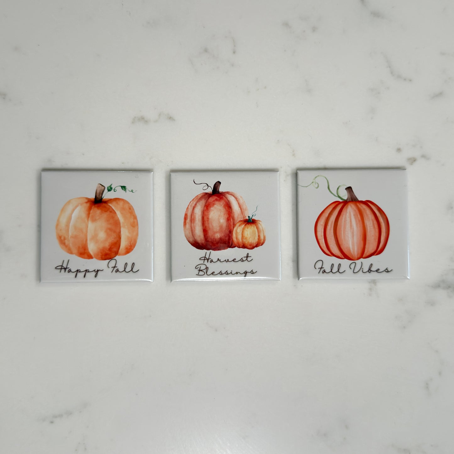 Fall Pumpkin Magnet Set of 3 - Watercolor Pumpkins