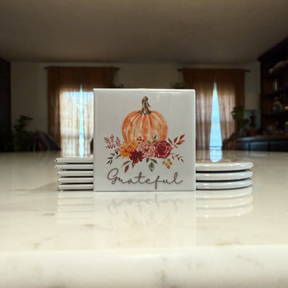 Fall Pumpkin Magnet Set of 3 - Grateful, Thankful, Blessed
