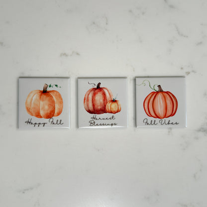 Fall Pumpkin Magnet Set of 3 - Watercolor Pumpkins