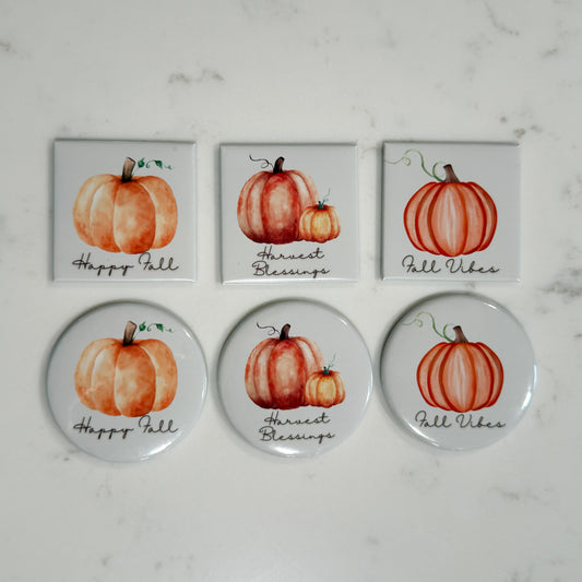 Fall Pumpkin Magnet Set of 3 - Watercolor Pumpkins