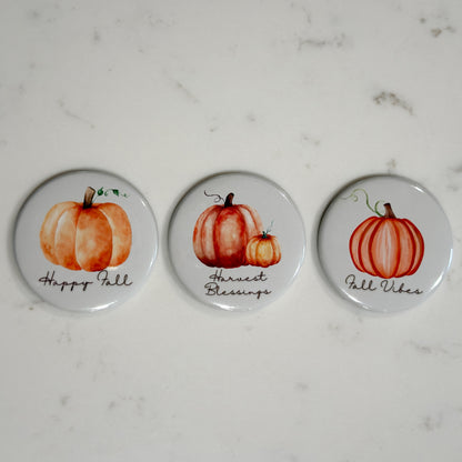 Fall Pumpkin Magnet Set of 3 - Watercolor Pumpkins